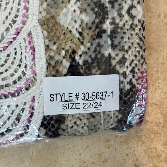 Roamans Pink Boho Top Blouse Beaded Elastic Waist Tassels Crochet Plus Size 22 - Picture 7 of 9